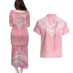 Breast Cancer Awareness Maori Aotearoa Couples Matching Puletasi and Hawaiian Shirt Manta Ray - Pink Glaze - Aussie Hoodie