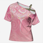 Breast Cancer Awareness Maori Aotearoa Cross Shoulder Shirt Manta Ray - Pink Glaze - Aussie Hoodie