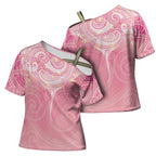 Breast Cancer Awareness Maori Aotearoa Cross Shoulder Shirt Manta Ray - Pink Glaze - Aussie Hoodie