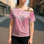 Breast Cancer Awareness Maori Aotearoa Cross Shoulder Shirt Manta Ray - Pink Glaze - Aussie Hoodie