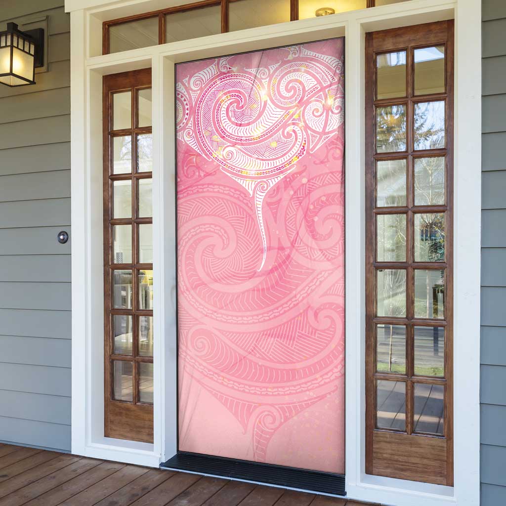 Breast Cancer Awareness Maori Aotearoa Door Cover Manta Ray - Pink Glaze - Aussie Hoodie