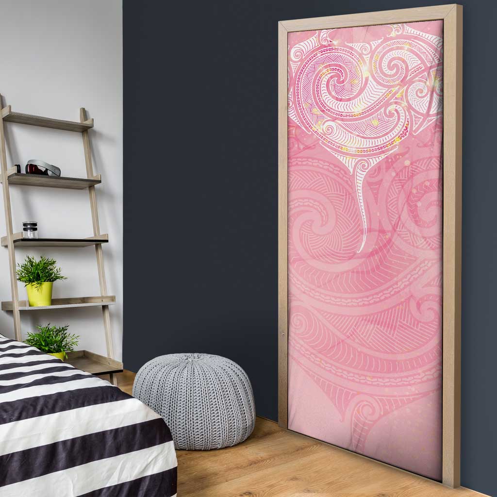 Breast Cancer Awareness Maori Aotearoa Door Cover Manta Ray - Pink Glaze - Aussie Hoodie