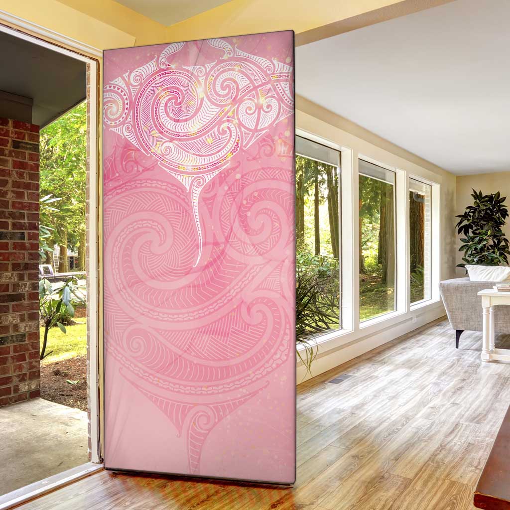 Breast Cancer Awareness Maori Aotearoa Door Cover Manta Ray - Pink Glaze - Aussie Hoodie