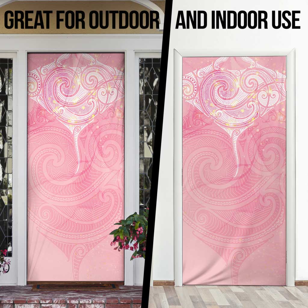 Breast Cancer Awareness Maori Aotearoa Door Cover Manta Ray - Pink Glaze - Aussie Hoodie