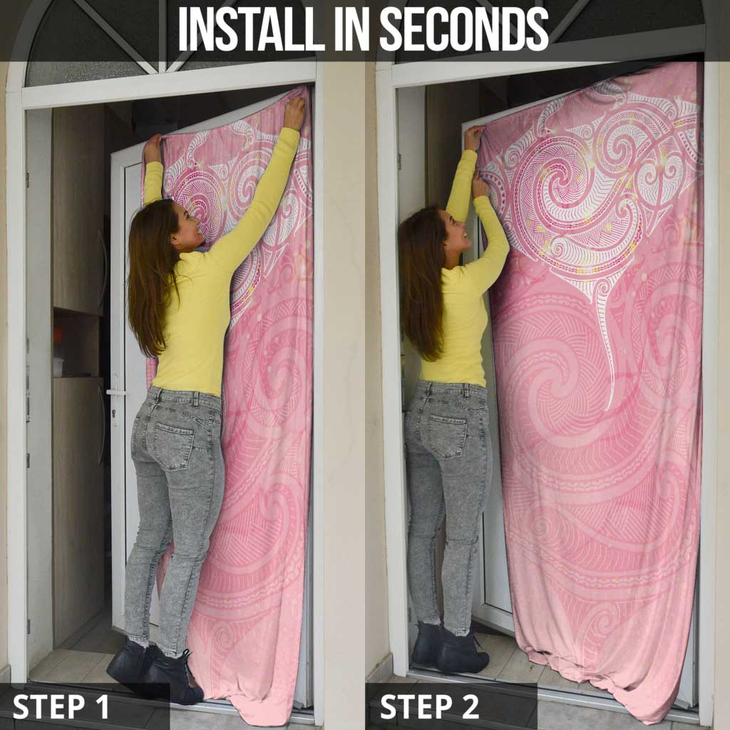 Breast Cancer Awareness Maori Aotearoa Door Cover Manta Ray - Pink Glaze - Aussie Hoodie