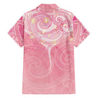 Breast Cancer Awareness Maori Aotearoa Family Matching Long Sleeve Bodycon Dress and Hawaiian Shirt Manta Ray - Pink Glaze - Aussie Hoodie