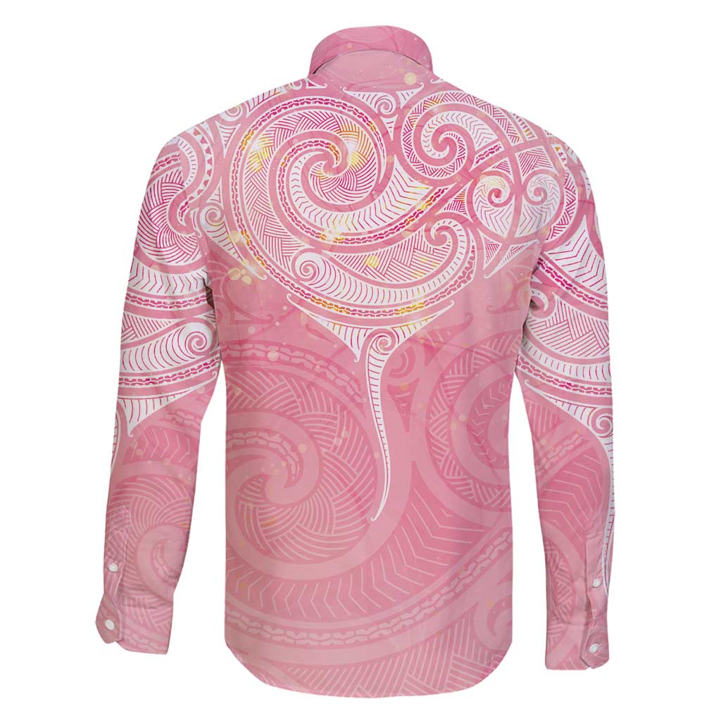 Breast Cancer Awareness Maori Aotearoa Family Matching Long Sleeve Bodycon Dress and Hawaiian Shirt Manta Ray - Pink Glaze - Aussie Hoodie
