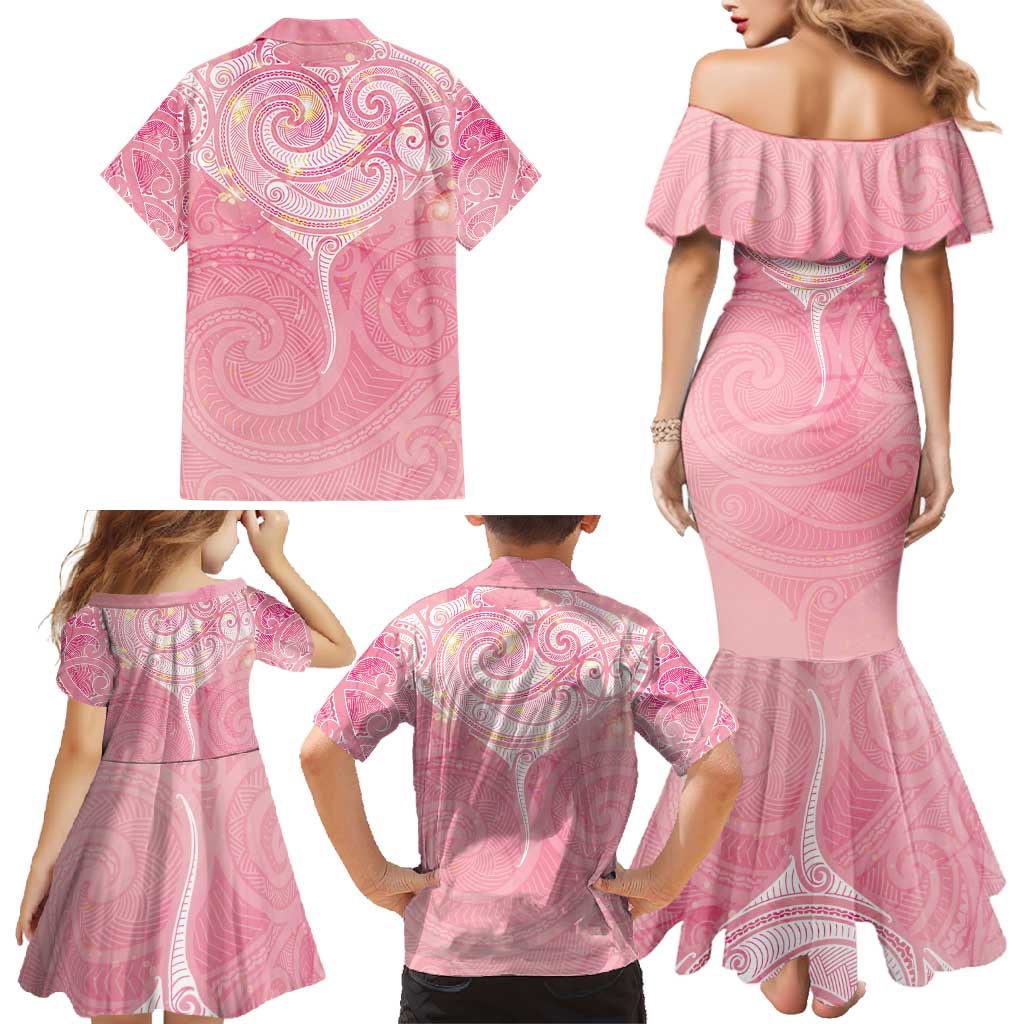 Breast Cancer Awareness Maori Aotearoa Family Matching Mermaid Dress and Hawaiian Shirt Manta Ray - Pink Glaze - Aussie Hoodie