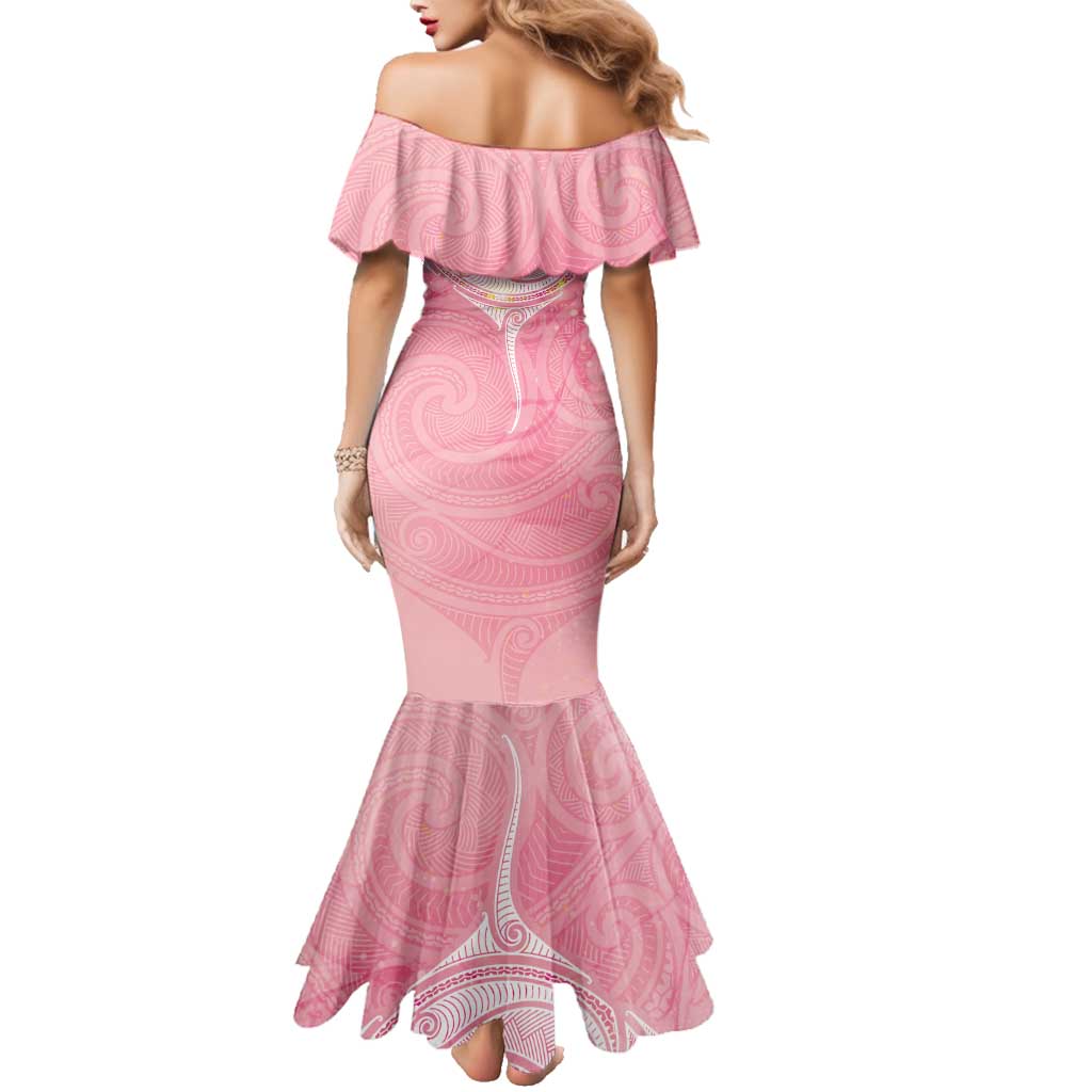 Breast Cancer Awareness Maori Aotearoa Family Matching Mermaid Dress and Hawaiian Shirt Manta Ray - Pink Glaze - Aussie Hoodie