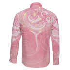 Breast Cancer Awareness Maori Aotearoa Family Matching Off The Shoulder Long Sleeve Dress and Hawaiian Shirt Manta Ray - Pink Glaze - Aussie Hoodie
