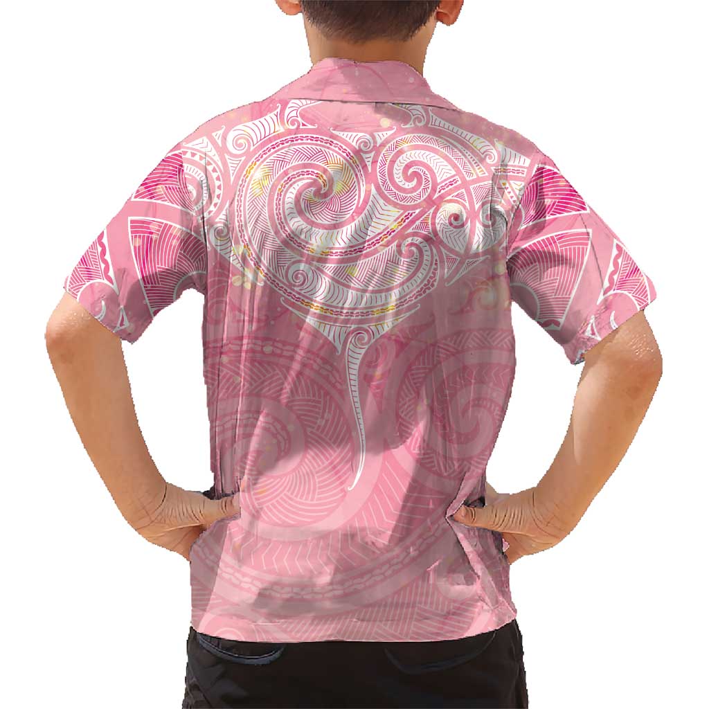 Breast Cancer Awareness Maori Aotearoa Family Matching Off Shoulder Maxi Dress and Hawaiian Shirt Manta Ray - Pink Glaze - Aussie Hoodie