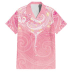 Breast Cancer Awareness Maori Aotearoa Family Matching Off Shoulder Maxi Dress and Hawaiian Shirt Manta Ray - Pink Glaze - Aussie Hoodie