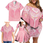Breast Cancer Awareness Maori Aotearoa Family Matching Off Shoulder Short Dress and Hawaiian Shirt Manta Ray - Pink Glaze - Aussie Hoodie