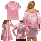Breast Cancer Awareness Maori Aotearoa Family Matching Off Shoulder Short Dress and Hawaiian Shirt Manta Ray - Pink Glaze - Aussie Hoodie
