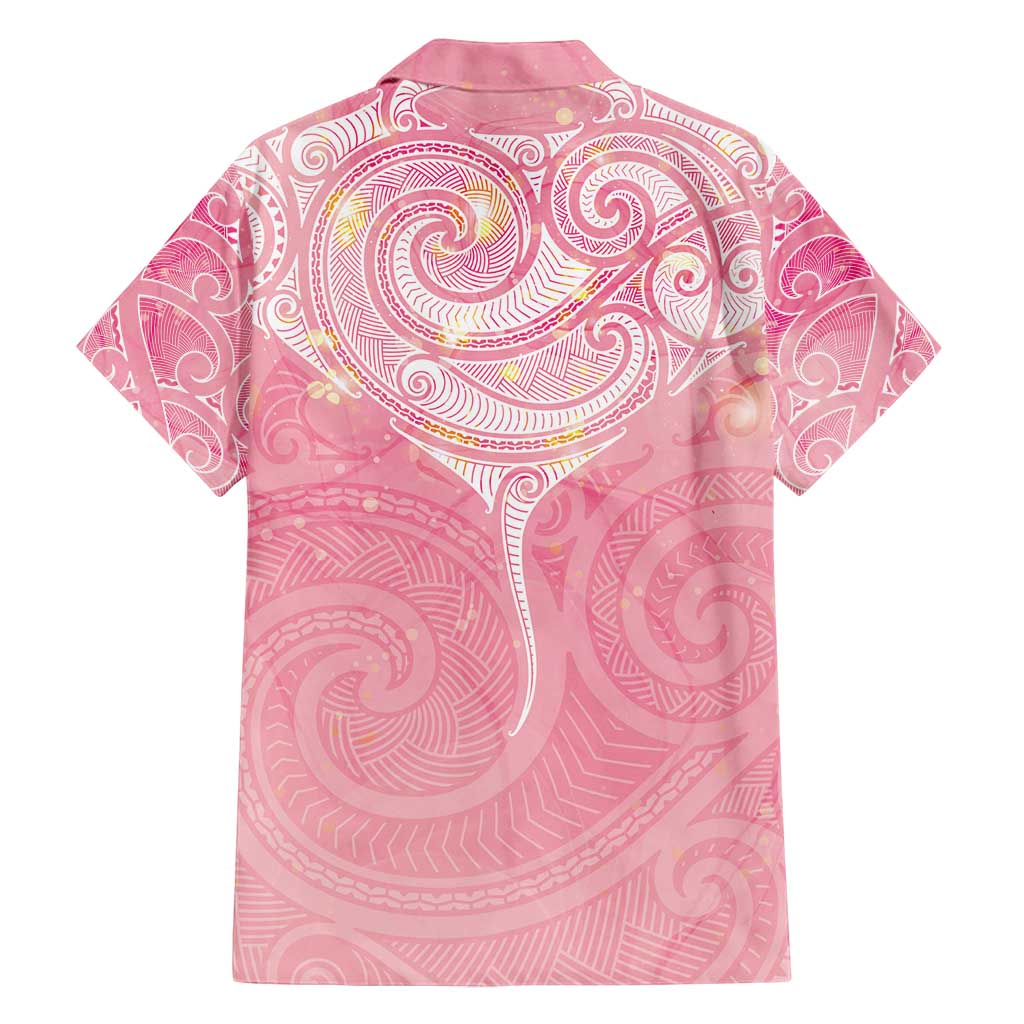 Breast Cancer Awareness Maori Aotearoa Family Matching Off Shoulder Short Dress and Hawaiian Shirt Manta Ray - Pink Glaze - Aussie Hoodie