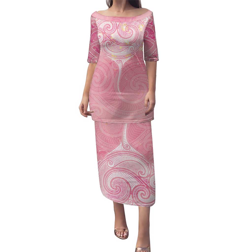 Breast Cancer Awareness Maori Aotearoa Family Matching Puletasi and Hawaiian Shirt Manta Ray - Pink Glaze - Aussie Hoodie