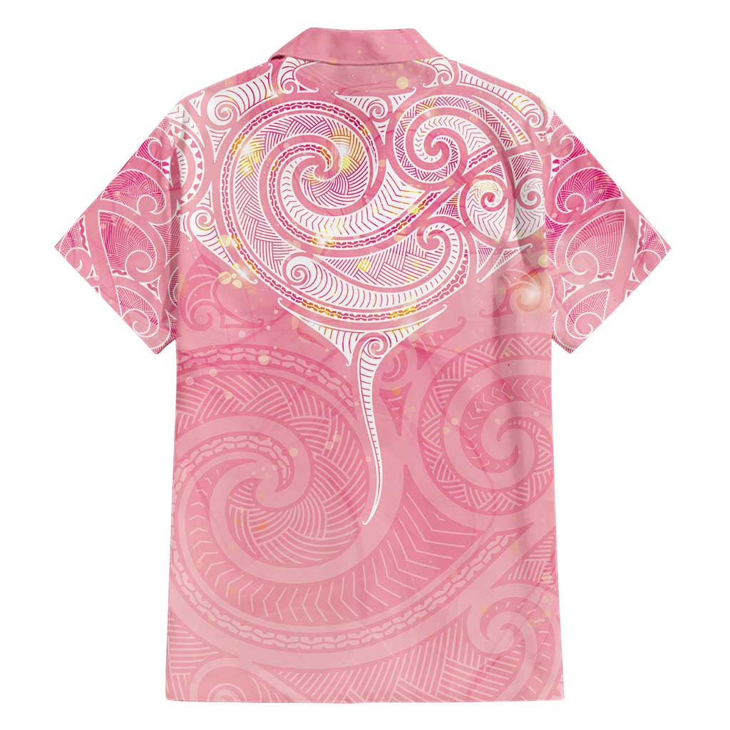 Breast Cancer Awareness Maori Aotearoa Family Matching Short Sleeve Bodycon Dress and Hawaiian Shirt Manta Ray - Pink Glaze - Aussie Hoodie