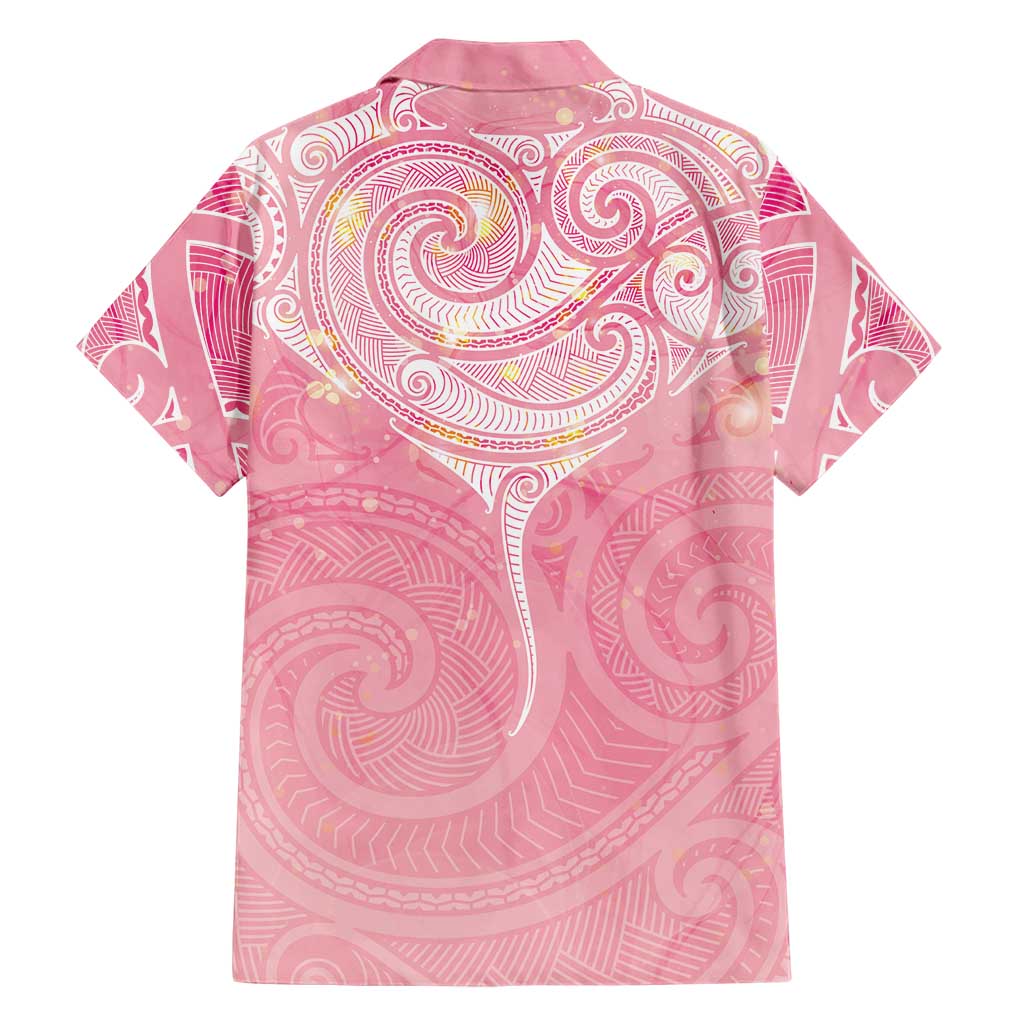 Breast Cancer Awareness Maori Aotearoa Family Matching Short Sleeve Bodycon Dress and Hawaiian Shirt Manta Ray - Pink Glaze - Aussie Hoodie
