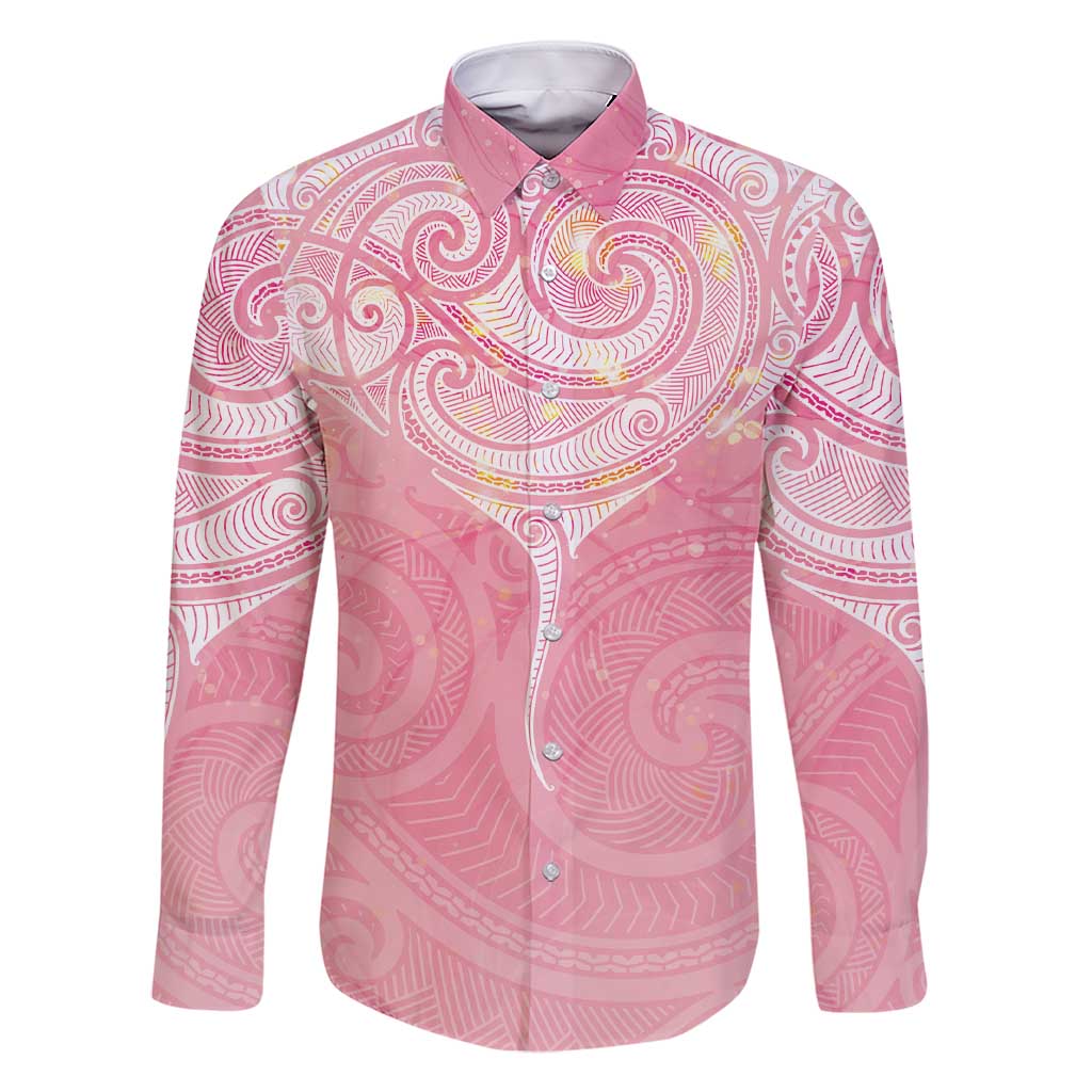 Breast Cancer Awareness Maori Aotearoa Family Matching Short Sleeve Bodycon Dress and Hawaiian Shirt Manta Ray - Pink Glaze - Aussie Hoodie