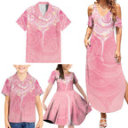 Breast Cancer Awareness Maori Aotearoa Family Matching Summer Maxi Dress and Hawaiian Shirt Manta Ray - Pink Glaze - Aussie Hoodie