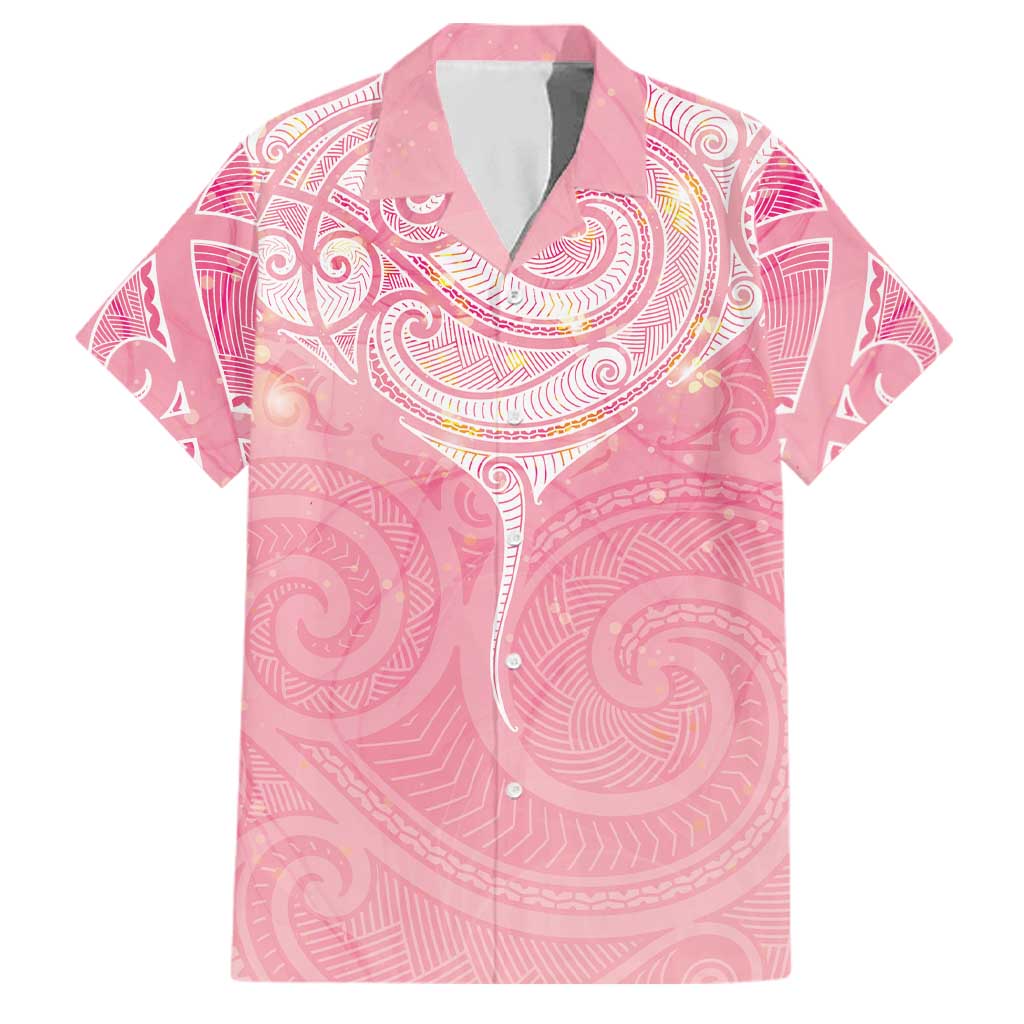 Breast Cancer Awareness Maori Aotearoa Family Matching Summer Maxi Dress and Hawaiian Shirt Manta Ray - Pink Glaze - Aussie Hoodie