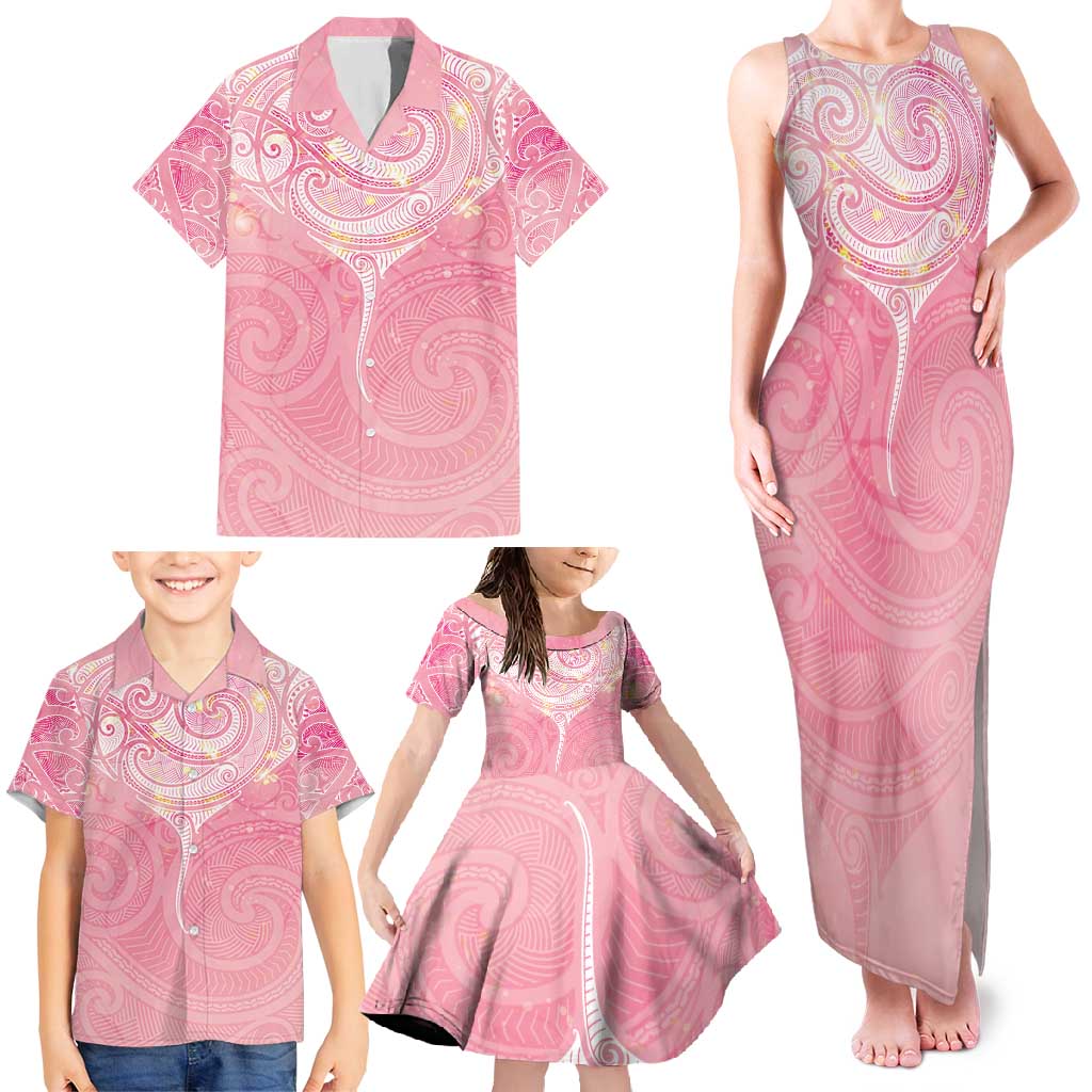 Breast Cancer Awareness Maori Aotearoa Family Matching Tank Maxi Dress and Hawaiian Shirt Manta Ray - Pink Glaze - Aussie Hoodie