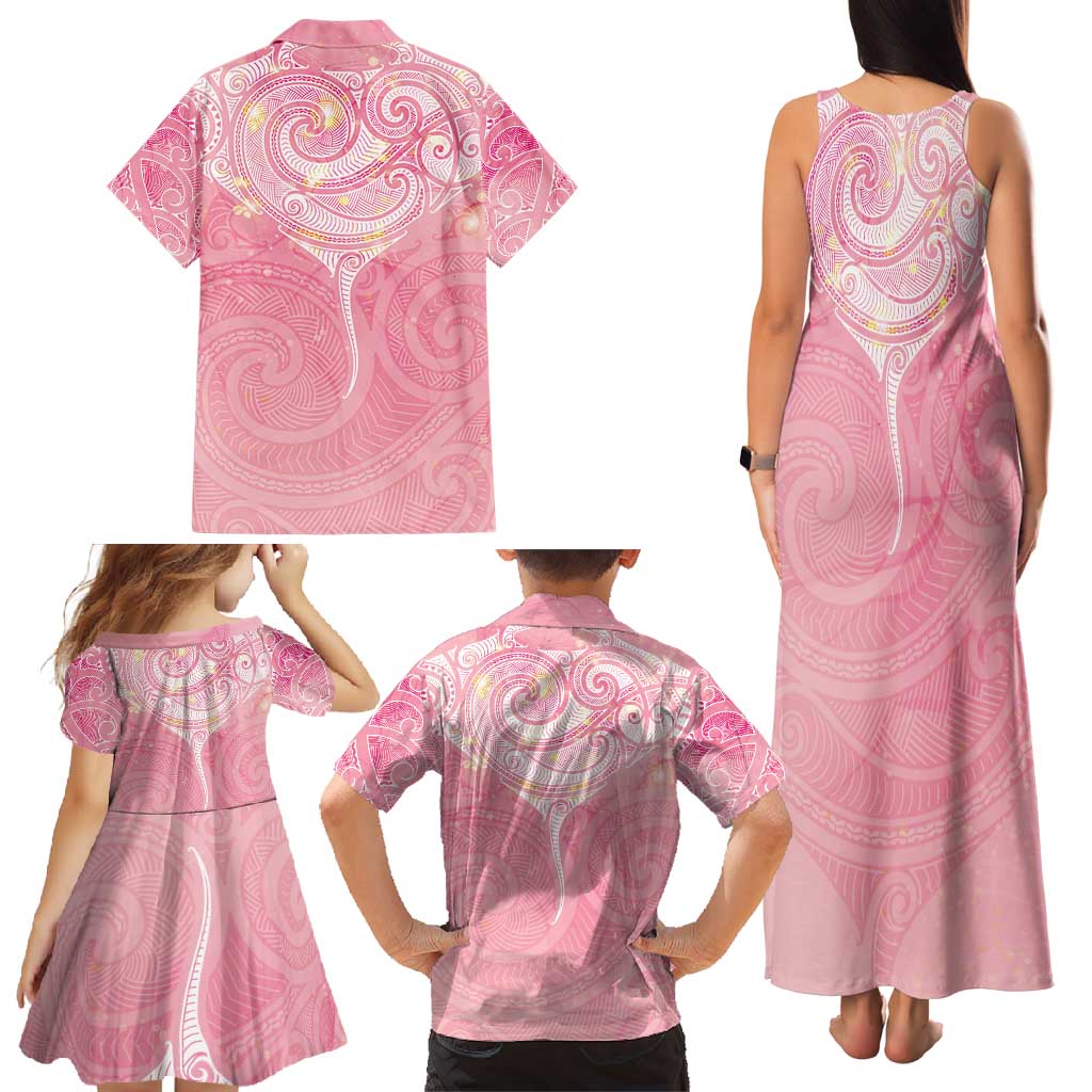 Breast Cancer Awareness Maori Aotearoa Family Matching Tank Maxi Dress and Hawaiian Shirt Manta Ray - Pink Glaze - Aussie Hoodie
