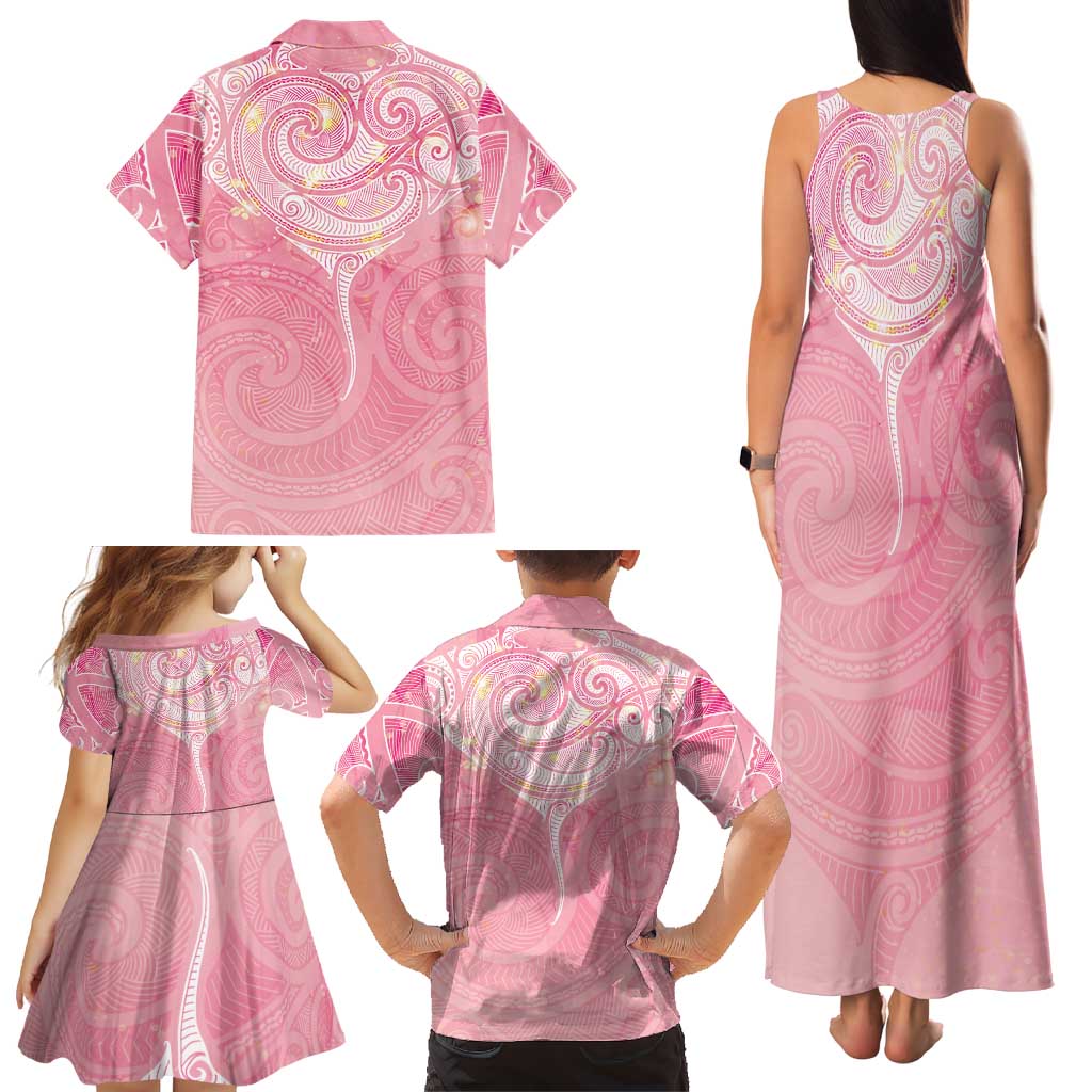 Breast Cancer Awareness Maori Aotearoa Family Matching Tank Maxi Dress and Hawaiian Shirt Manta Ray - Pink Glaze - Aussie Hoodie