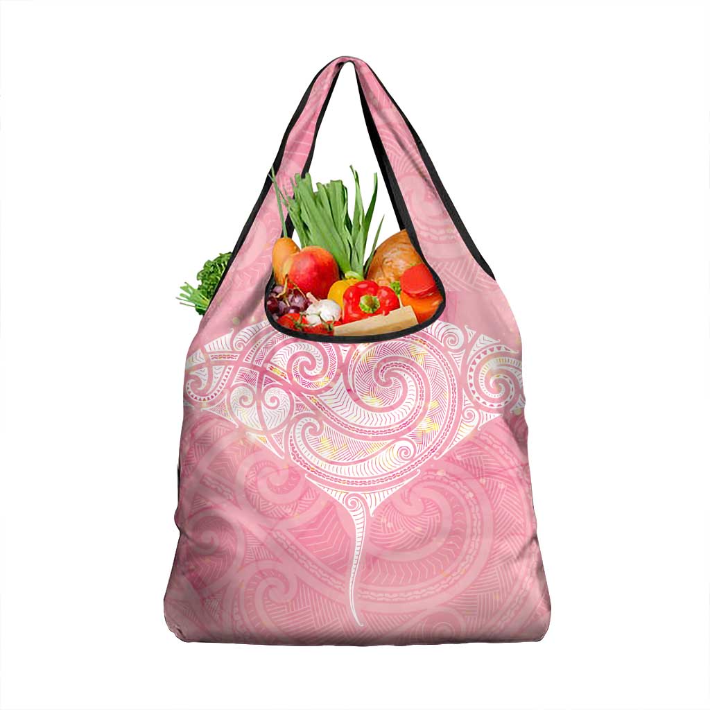 Breast Cancer Awareness Maori Aotearoa Grocery Bag Manta Ray - Pink Glaze - Aussie Hoodie