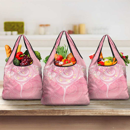 Breast Cancer Awareness Maori Aotearoa Grocery Bag Manta Ray - Pink Glaze - Aussie Hoodie