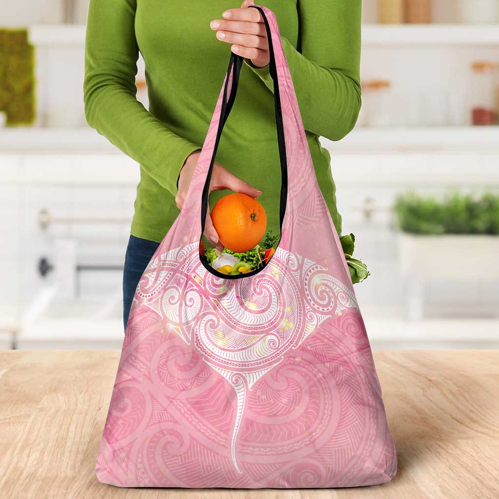 Breast Cancer Awareness Maori Aotearoa Grocery Bag Manta Ray - Pink Glaze - Aussie Hoodie