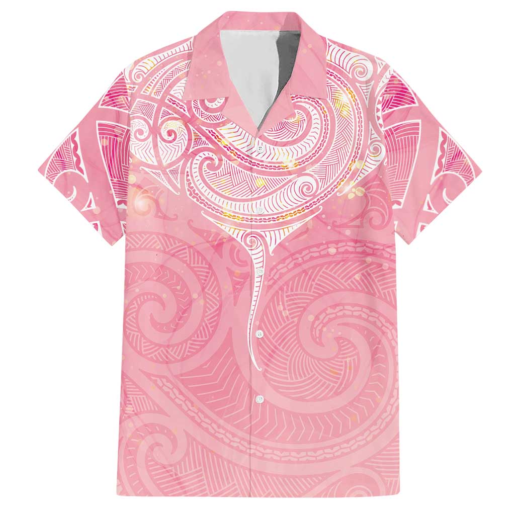 Breast Cancer Awareness Maori Aotearoa Hawaiian Shirt Manta Ray - Pink Glaze - Aussie Hoodie