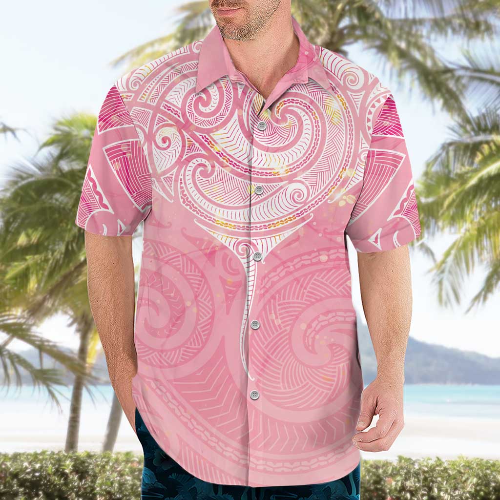 Breast Cancer Awareness Maori Aotearoa Hawaiian Shirt Manta Ray - Pink Glaze - Aussie Hoodie