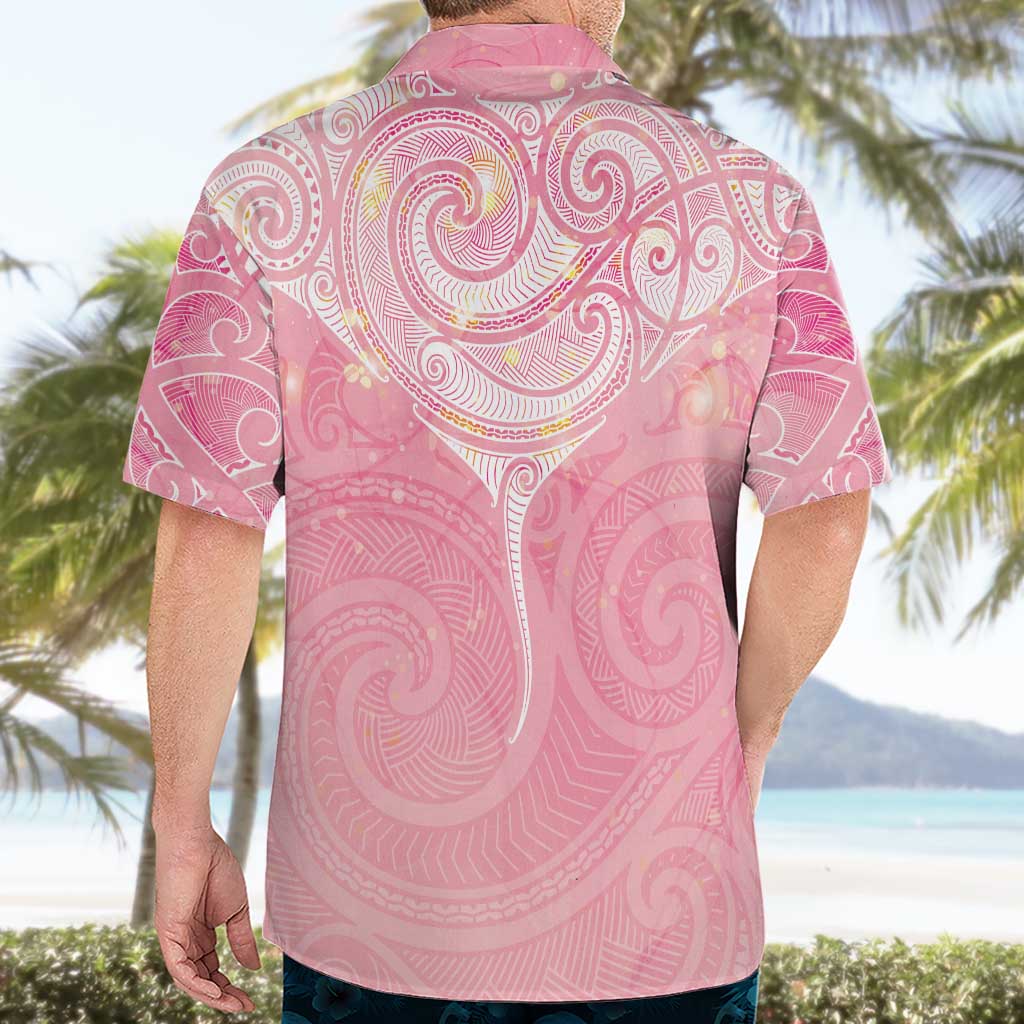 Breast Cancer Awareness Maori Aotearoa Hawaiian Shirt Manta Ray - Pink Glaze - Aussie Hoodie