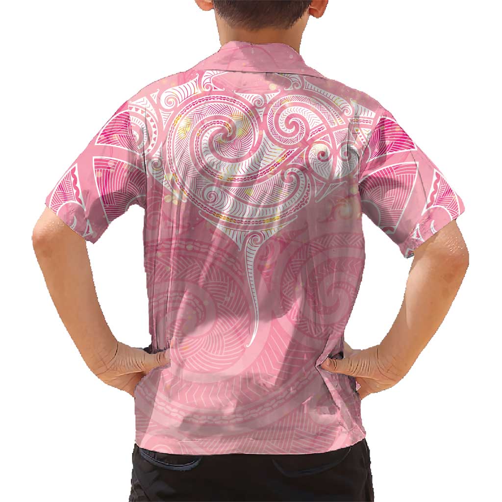 Breast Cancer Awareness Maori Aotearoa Hawaiian Shirt Manta Ray - Pink Glaze - Aussie Hoodie