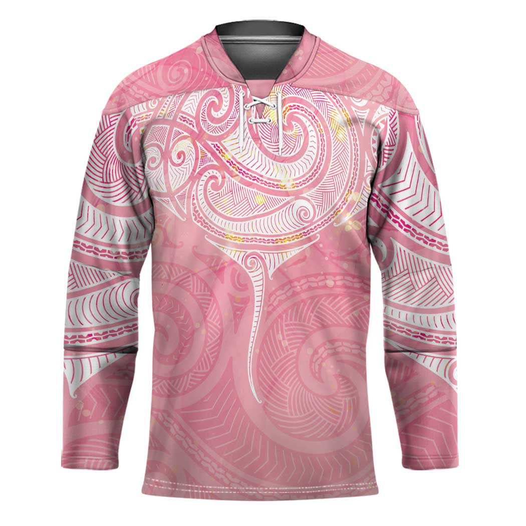 Breast Cancer Awareness Maori Aotearoa Hockey Jersey Manta Ray - Pink Glaze - Aussie Hoodie