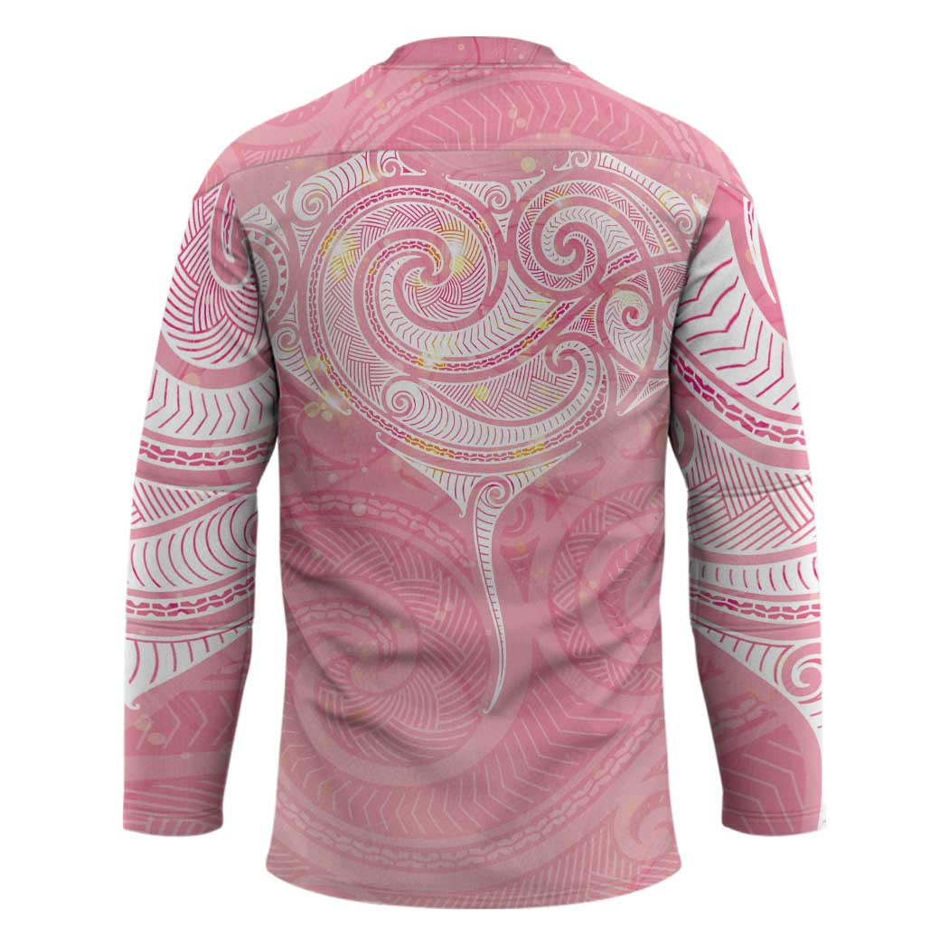 Breast Cancer Awareness Maori Aotearoa Hockey Jersey Manta Ray - Pink Glaze - Aussie Hoodie