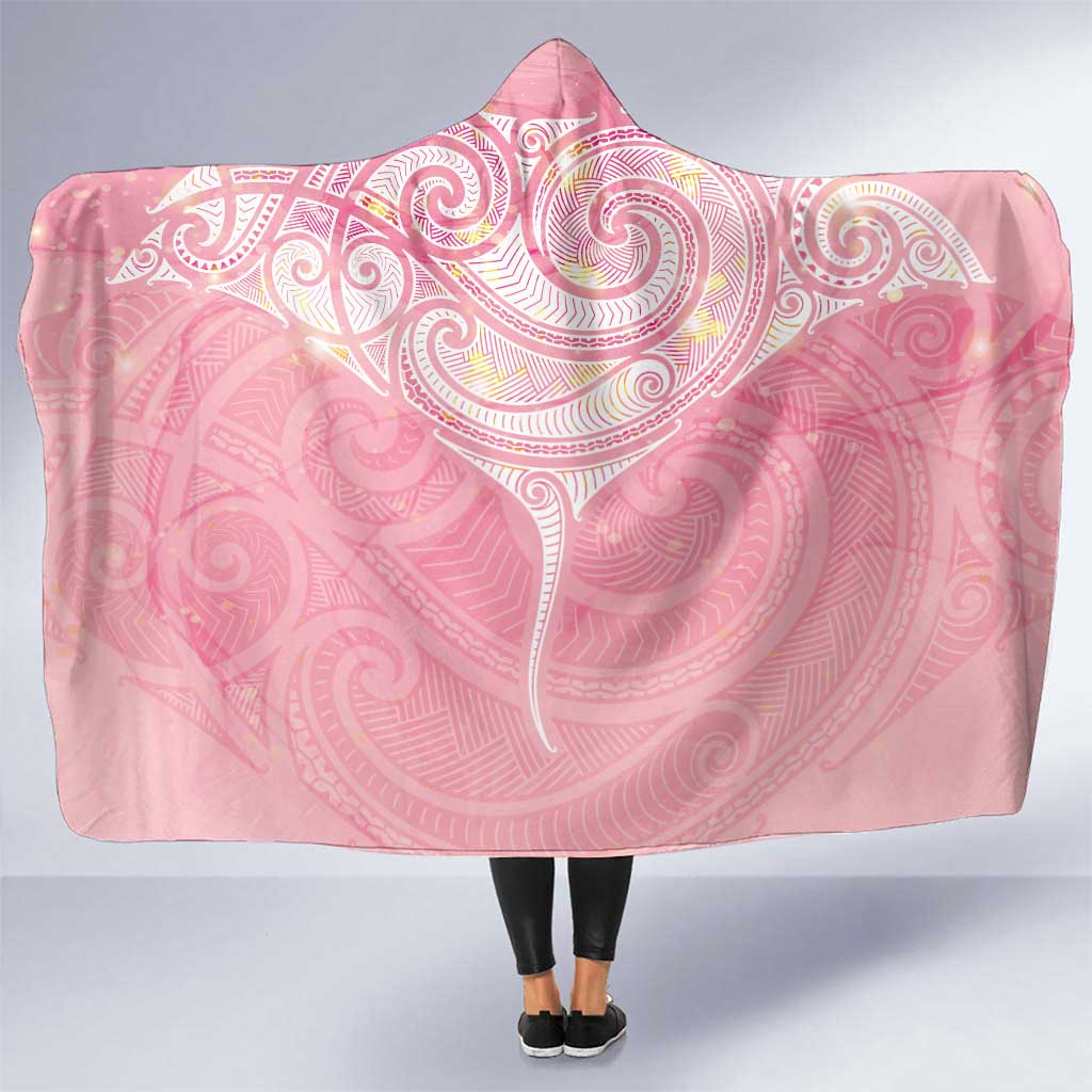 Breast Cancer Awareness Maori Aotearoa Hooded Blanket Manta Ray - Pink Glaze - Aussie Hoodie