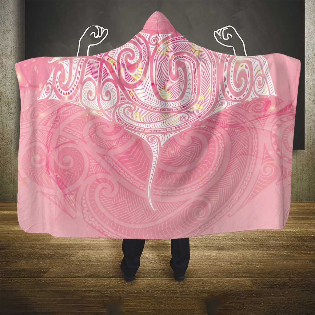 Breast Cancer Awareness Maori Aotearoa Hooded Blanket Manta Ray - Pink Glaze - Aussie Hoodie