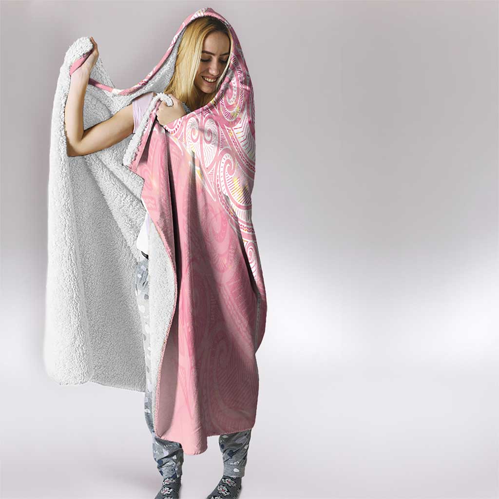 Breast Cancer Awareness Maori Aotearoa Hooded Blanket Manta Ray - Pink Glaze - Aussie Hoodie