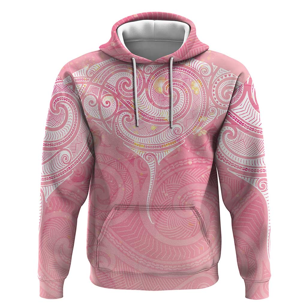 Breast Cancer Awareness Maori Aotearoa Hoodie Manta Ray - Pink Glaze - Aussie Hoodie