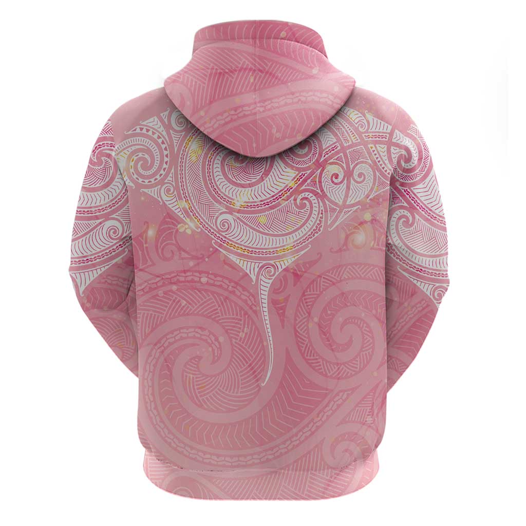 Breast Cancer Awareness Maori Aotearoa Hoodie Manta Ray - Pink Glaze - Aussie Hoodie