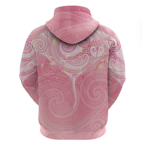 Breast Cancer Awareness Maori Aotearoa Hoodie Manta Ray - Pink Glaze - Aussie Hoodie