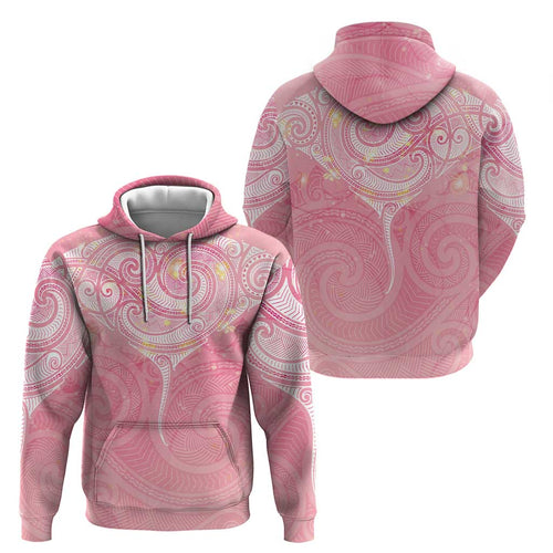 Breast Cancer Awareness Maori Aotearoa Hoodie Manta Ray - Pink Glaze - Aussie Hoodie