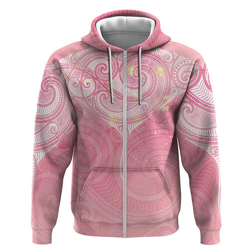 Breast Cancer Awareness Maori Aotearoa Hoodie Manta Ray - Pink Glaze - Aussie Hoodie