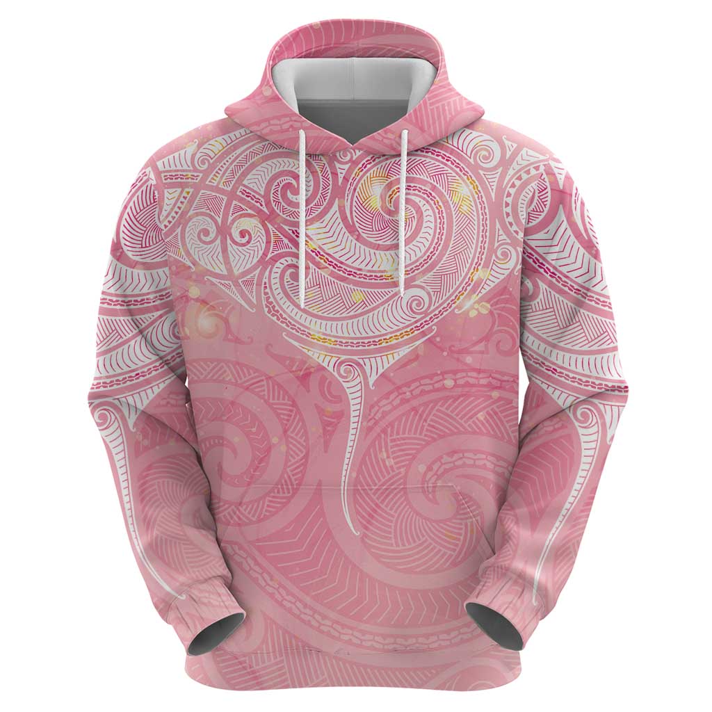 Breast Cancer Awareness Maori Aotearoa Hoodie Manta Ray - Pink Glaze - Aussie Hoodie