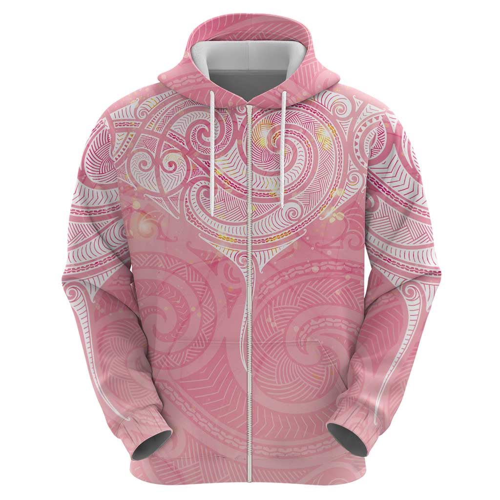 Breast Cancer Awareness Maori Aotearoa Hoodie Manta Ray - Pink Glaze - Aussie Hoodie