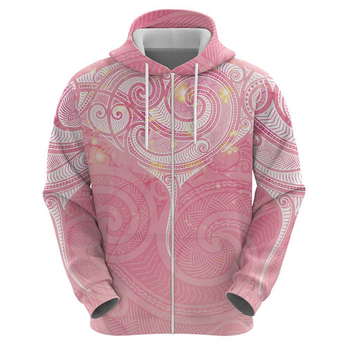 Breast Cancer Awareness Maori Aotearoa Hoodie Manta Ray - Pink Glaze - Aussie Hoodie