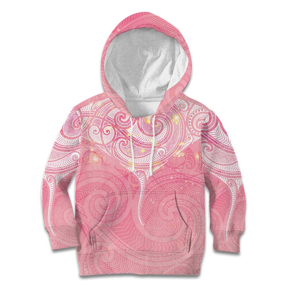 Breast Cancer Awareness Maori Aotearoa Kid Hoodie Manta Ray - Pink Glaze - Aussie Hoodie