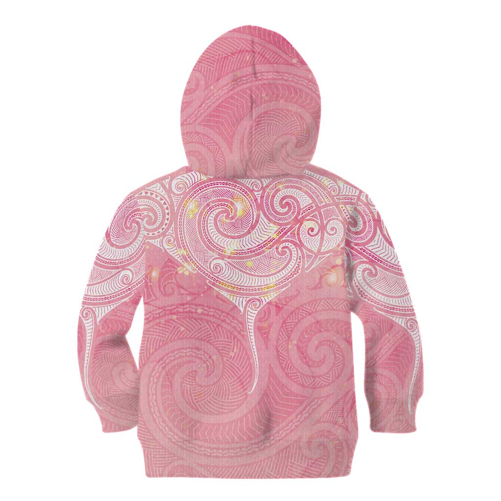 Breast Cancer Awareness Maori Aotearoa Kid Hoodie Manta Ray - Pink Glaze - Aussie Hoodie